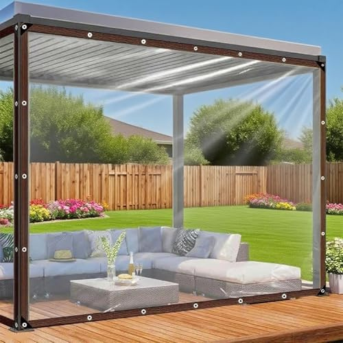 Lona transparente con ojales, lona impermeable de 2 m x 3 m, lona transparente para muebles de jardín, plantas, invernadero, techo para mascotas, incluye cuerda de 5 m y 4 bandas tensoras para globos