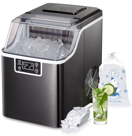 Ice Maker Machine, Countertop Pebble Ice Maker with Self-Cleaning, 35Lbs Ice Production Per Day for Home, Office, Bar, Party