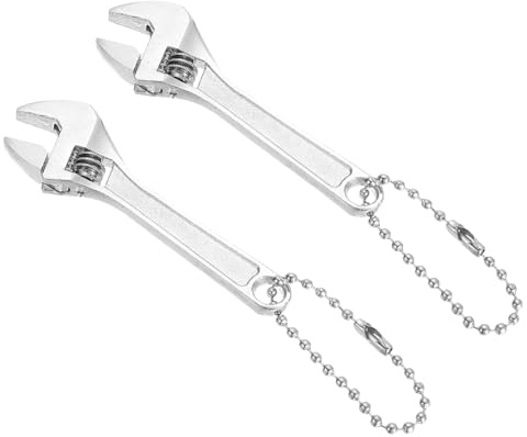 PATIKIL 2 Piezas Llave Ajustable Mini 2.5 Acero 45 Negro Pequeña Plateado | Llave Ajustable De Boca Ancha Llave De Bolsillo, Con Llavero Colgante, Para Reparación Doméstica Industria Auto