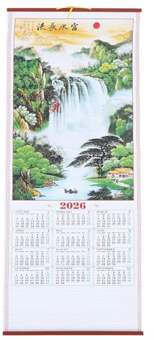 Ciieeo Calendario Dell'anno Del Cavallo 2026, Calendario Cinese da Parete con Pergamena, Zodiaco, Cavallo, Cinese di Buon Auspicio, Appeso, Mensile, Lunare, Fengshui per Buona Fortuna