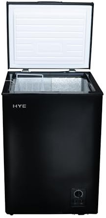HYE Black 96L Chest Freezer, Compact Freestanding Design, Lightweight Unit 20kg, Quiet 42dB Operation, Suitable for Small Families – RF01CF96B24
