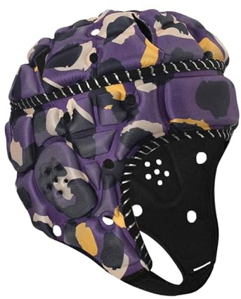 Amagogo Casque de Rugby Ajustable et Rembourré, Idéal pour Les Lanceurs de Football et de Baseball, avec Protection de Tête pour Enfants. Cadeau Parfait pour, Violet Jaune