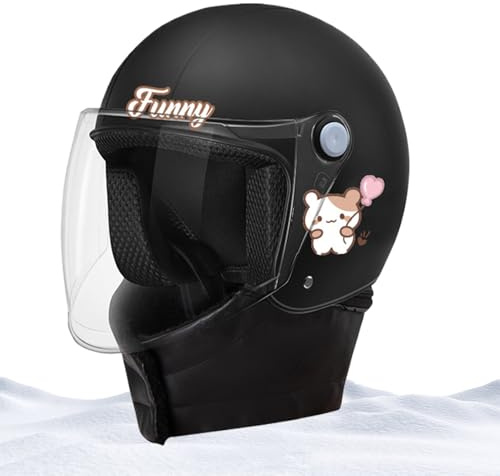 Casco elettrico per scooter – Casco da bicicletta e da moto con scaldacollo antivento rimovibile, vestibilità regolabile, equipaggiamento protettivo per uomini, donne, ragazzi, ideale per equitazione