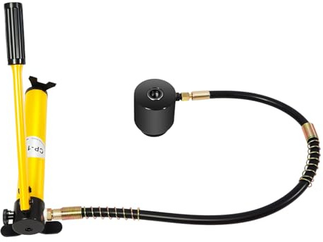 Perforadora hidráulica de 15 toneladas, juego de punzón hidráulico con 10 matrices, herramienta de perforación de metal acero Cr40, giratorio 360°, hierro de 3 mm/acero inoxidable de 2 mm, para obras