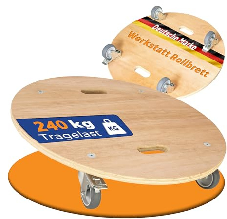 Rollbrett24® Transportroller Ø 59 cm - Je 240 kg Traglast - 360° kugelgelagerte Rollen & Rutschhemmende 15 mm Platte - Made in Germany