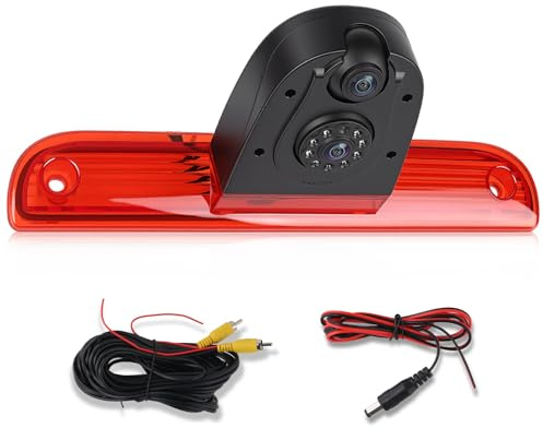 SIXWIN Cámara de Retroceso 720P con Luz de Stop, Cámara Trasera para Fiat Ducato 2006-2018 | Peugeot Boxer 2006-2018, Doble Cámara, 140° Gran Angular, IP67 Impermeable, Visión Nocturna IR