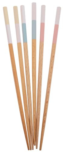 UTHCLO Juego de 3 Pares de Palillos Chinos Reutilizables de Madera Natural Diseño Japonés Creativo y Puntas Puntiagudas para Cocina y Uso Doméstico