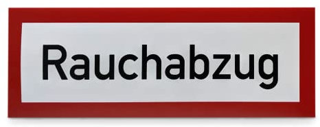 Betriebsausstattung24® Hinweisschild „Rauchabzug“ - 14,8 x 5,2 cm - Weich-PVC-Folie, selbstklebend - Hinweise für die Feuerwehr - Brandschutz-Erstausstattung nach DIN 4066-D1