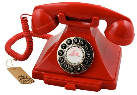 GPO 1929 S Classic Carrington Retro Drucktasten-Telefon 20er Jahre Design mit ausziehbarer Schublade - Rot