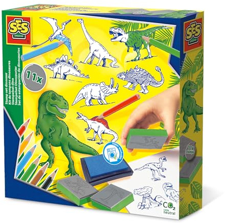 SES 14919 Creative Dinosaurier-Stempelset Dinosaur Stempel-Set, Grün, 40 x 200 x 200 mm