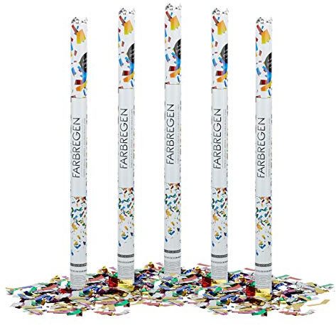 5x Cannone Sparacoriandoli 80 cm, Idea Regalo, Accessorio Decorazione per Feste e Carnevale, Gittata di 6-8 m, Colorato
