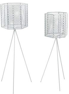 Present Time 2 Cache-Pots sur Pieds en métal Mesh - Blanc