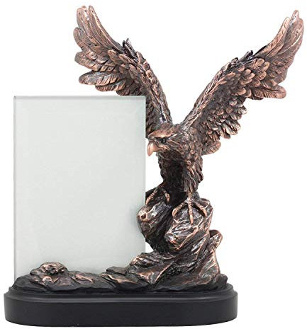 Ebros Patriotische American Bald Eagle mit ausgebreiteten Flügeln auf Cliff Fels, galvanisiert, Bronzefigur mit Sockel aus Kunstharz, Fotorahmen