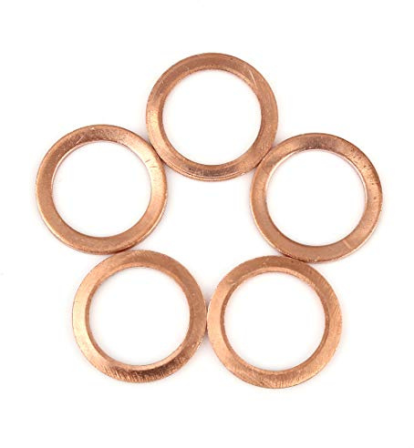 X AUTOHAUX 5 Arandelas De Cobre De Sellado para Coche 18X25X1.5Mm | Planas, Alta Resistencia Al Calor, Conductividad Eléctrica, Fácil Instalación, Uso En Racores Hidráulicos, Agua Y Combustible