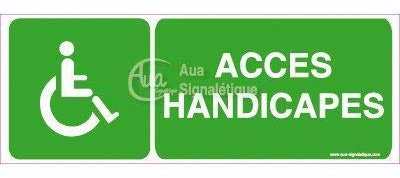 AUA SIGNALETIQUE - Panneau Accès Handicapés - B - 200x75 mm, Aluminium Dibond 3mm