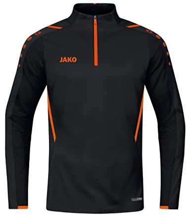 JAKO Herren Ziptop Challenge, Schwarz/Neonorange, 3XL