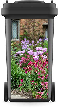WERBEPUNKT. Aufkleber Mülltonne Tulpen Blumen Natur 720 x 320 mm | Wetterfeste selbstklebende PVC-Folie, UV-bestaendiger Digitaldruck, stark haftend, Made in Germany