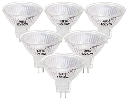 VINBE MR16 Halogen Light Bulbs, 50W 12V MR16 GU5.3 Halogen Spot Bulbs Lamp, Warm White,Pack of 6