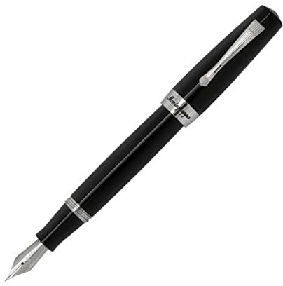 Montegrappa Elmo 02 Jet Black Füllfederhalter in der Farbe schwarz, aus Edelharz und Edelstahl hergestellt, Federstärke: M, Maße: 14.2 x 1.7 cm, 35g, ISE2R3AC