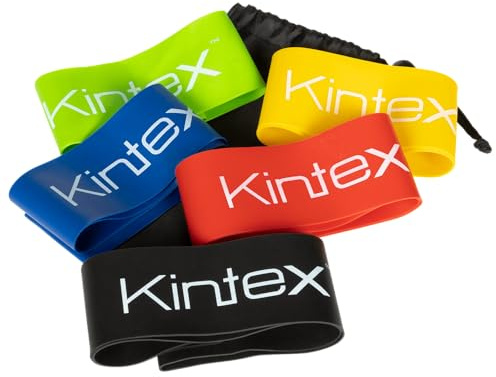 Kintex Set di mini-Loops, 5 punti di forza, anello per fitness, fascia per ginnastica, yoga, pilates, allenamento, workout