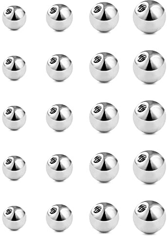 Vcmart Sfere di Ricambio per Piercing da 1,2mm in Acciaio Inossidabile da 3mm per Filettatura a Vite da 16G per Piercing al Labbro del setto Labret