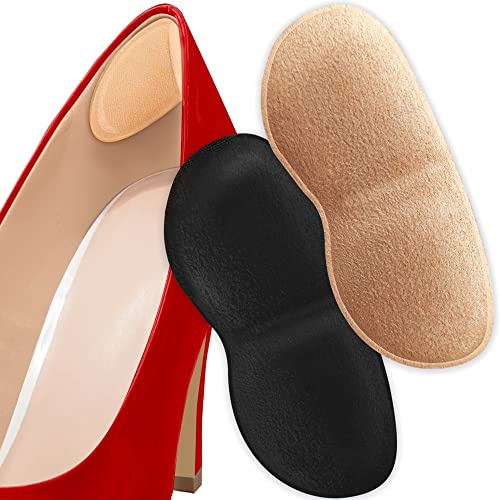 Yogamedic Fersenpolster für zu große Schuhe - 14 Stück (7 Schwarz & 7 Beige) - extra weiche Memory-Schaum-Polster - selbstklebend, rutschfest & antiblasen