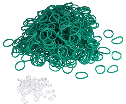 sourcing map Rubber Band Green Stretchable Rubber Elastic Band 0.5inch Dia with S-Clips for Home Office, Pack of 600