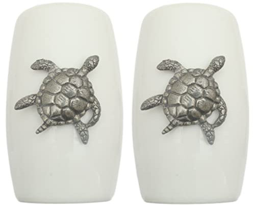 Turtle China Salt and Pepper Shakers Cruet Set Modern White CSP 381