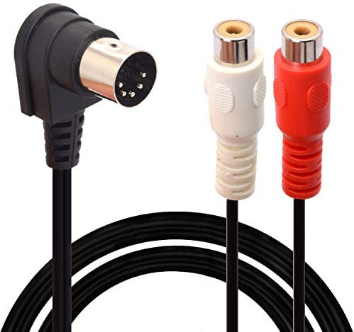 HTGuoji Din 5-poliger auf Cinch-Kabel, 90 Grad rechtwinkliger 5-poliger DIN-Stecker auf 2 Cinch-Buchsen, professioneller Audiokabel-Adapter, für Bang & Olufsen, Naim, Quad, Stereoanlagen (0.5 Meter)