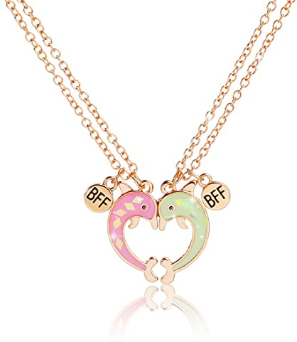 Pwsap BFF Magnetische Halskette, Freundschaft Gold Delfin Anhänger Ketten Halsketten, Beste Freunde für Immer Halsketten, Passende Halskette, Schmuck Geschenke für Kinder Mutter Freunde Schwestern
