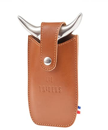 Tridens Hand Finished Ergonomic Brushed Stainless Steel Fork, 165mm / 6.5-in With David's Tridens Leather Pouch With Belt Loop