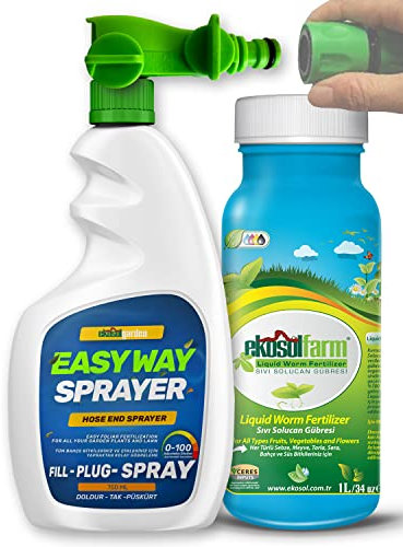 EkosolFarm Flüssiger Rasendünger Set – Bio Wurmkompost + EasyWay Düsensprüher – Für 1.000 m² Rasen – 100 % Organisch & Hochkonzentriert