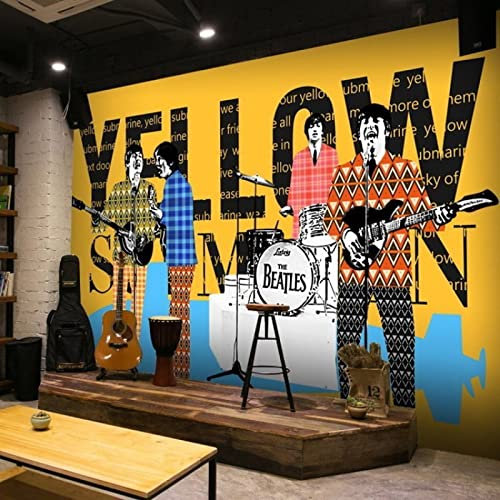Musik Restaurant Bühne Hintergrundbild Rockmusik Gitarre Bar Hintergrundbild Retro Nostalgie Live Wand 3d Tapete Vlies Effekt TV Die Fototapete Wandbild Wohnzimmer Schlafzimmer-430cm×300cm