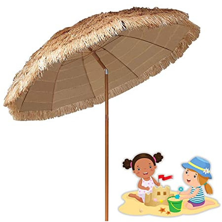 BEISCO Sonnenschutz Strandschirm kippbar Sonnenschirm Strohschirm Outdoor Hawaii Dekor für Garten Pool Hof 180cm Klein Sonnenschirm