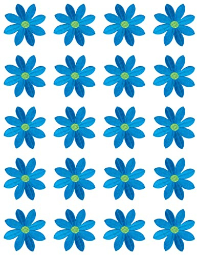 20 Pieces 2.7inch Large Daisy Iron on Patch Embroidered Floral Appliques for Garment Curtain Pillow Blanket Trim Shoes Jeans Clothing Embellishments (SkyBlue)