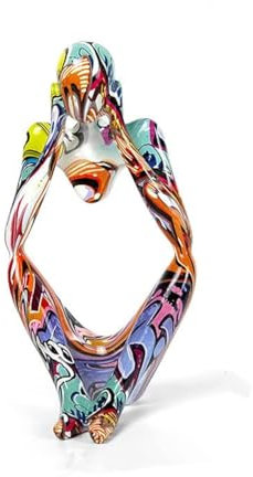 Scultura moderna di pensatore, decorazione colorata di grandi dimensioni pensatori, graffiti colorati creativi, resina astratta, statua, arte minimalista, per soggiorno, camera da letto, ufficio,