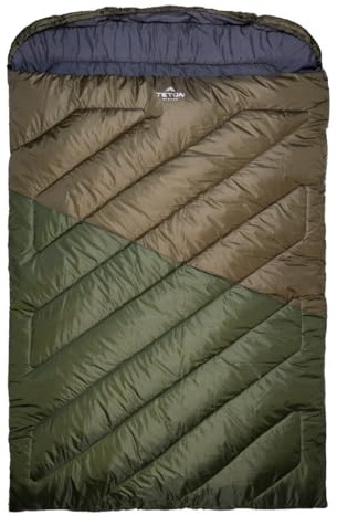 Teton Mammoth Doppelschlafsack, 0 Grad, für die ganze Familie, toller Schlafsack für Camping, Jagd und als Basislager, Kompressionssack inklusive, Efeu
