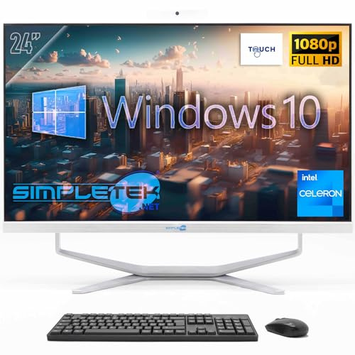 SIMPLETEK - All-in-One Desktop-PC mit 24 Full HD Touchscreen | G530T - 8GB RAM und 240GB SSD | Windows 10 Pro und integrierte Webcam