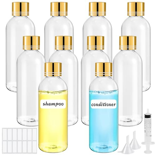 100ml Travel Bottles for Toiletries, 10Pcs Small Plastic Bottles, Empty Containers for Liquids with Syringe Funnel Label, Threaded Cap, Refillable Transparent Travel Bottle for Lotion Cosmetic