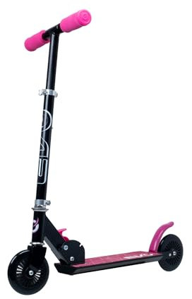 Atom Kinderrolle Inline mit leuchtenden Rädern | Verstellbare Lenkerhöhe | Leicht Faltbarer Scooter für Jungen & Mädchen | Stabiler Tretroller für Kinder von 5-12 Jahren (Pink & Schwarz)