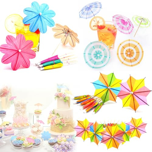 BSITSSS Cocktail Deko, 90 Stück Cocktail Schirmchen Cocktailschirmchen Cocktail Zubehör Papierschirmchen, Bunte Cocktail Dekoration Papier für Sommer Party Hochzeitsfeier Bar Getränke Kuchen Deko