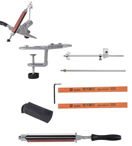 Küchenmesserschärfer mit 2 Schleifsteinen, 360° drehbar, Flip-Design, fester Winkel, Messerschärfsystem, Körnung 320–1200, professionelles Küchenmesserschärf-Set für alle Messer, Scheren