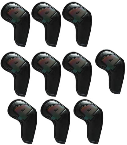 Oxxggkao 10 Stück PU Leder Golfschläger Headcover Schutzhüllen Imprägniert Golfplätze Iron Head Covers Rod Head Cases Zubehör