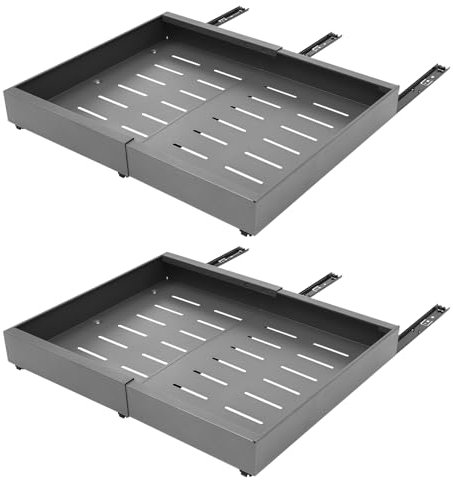 VonVVer Teleskopschublade 32x42x7.5cm - Ausziehbare Schubladen Metall 32-52cm Verstellbare Breite Slide Out Organizer Aufbewahrungsregale für Küchenschränke Küche Korb Schublade (2 x Grau)