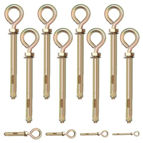 Tanstic 8Pcs M8 Beton Ösenschraube Expansion Ösenschraube Beton Anker Ösenschraube Ziegel Dübel Ösenschraube Heavy Duty Ösenschrauben für Wand Decke Beton Mauerwerk