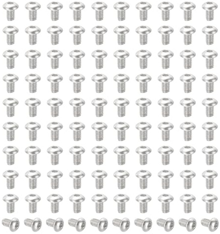 PATIKIL M2.5-0.45x4mm Viti a Testa Bombata con Esagono Incassato, Acciaio Inossidabile 304 (18-8) Bulloni Testa Cilindrica Allen Esagonale Filettatura Completa per Macchina, 100 Pezzi
