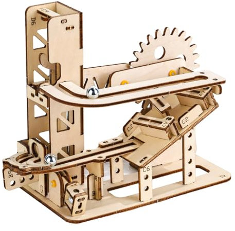 Graplan 3D Puzzle Holz Murmelbahn Trackball Modell Bausatz, Holzpuzzle Mechanische Kugelbahn, Holzbausatz Kinder, Holzbauset zum Geschenk für Kinder und Erwachsene (Klassisch)