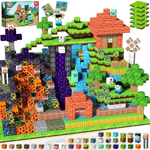 GraceDuck Lot de 200 blocs magnétiques - Château de forêt sombre - Jouets magnétiques pour tout-petits Montessori - Cadeaux de Noël et d'anniversaire - Jouets sensoriels STEM pour garçons et filles de