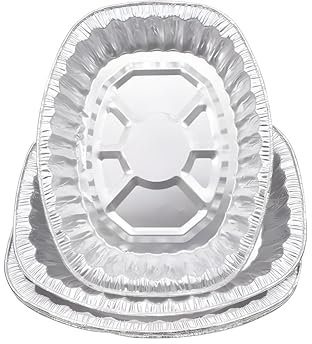 Large Oval Disposable Aluminium Foil Trays for Baking, Roasting, Broiling, Cooking, Food Storage & Party Use – Premium Quality 46 x 36 x 8 cm, Pack of 3, Ideal for BBQs, Catering, and Meal Prep
