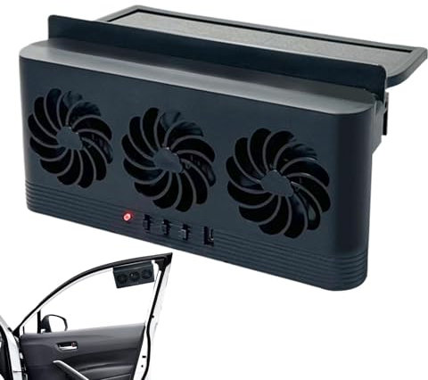 Car Window Fan, Auto Solar Air Circulation Fan, Three-Head Auto Cooling Exhaust Fan, Auto Ventilation System For Heat Reduction & Fresh Air, Solar Car Fan For Car, SUVs, Truck